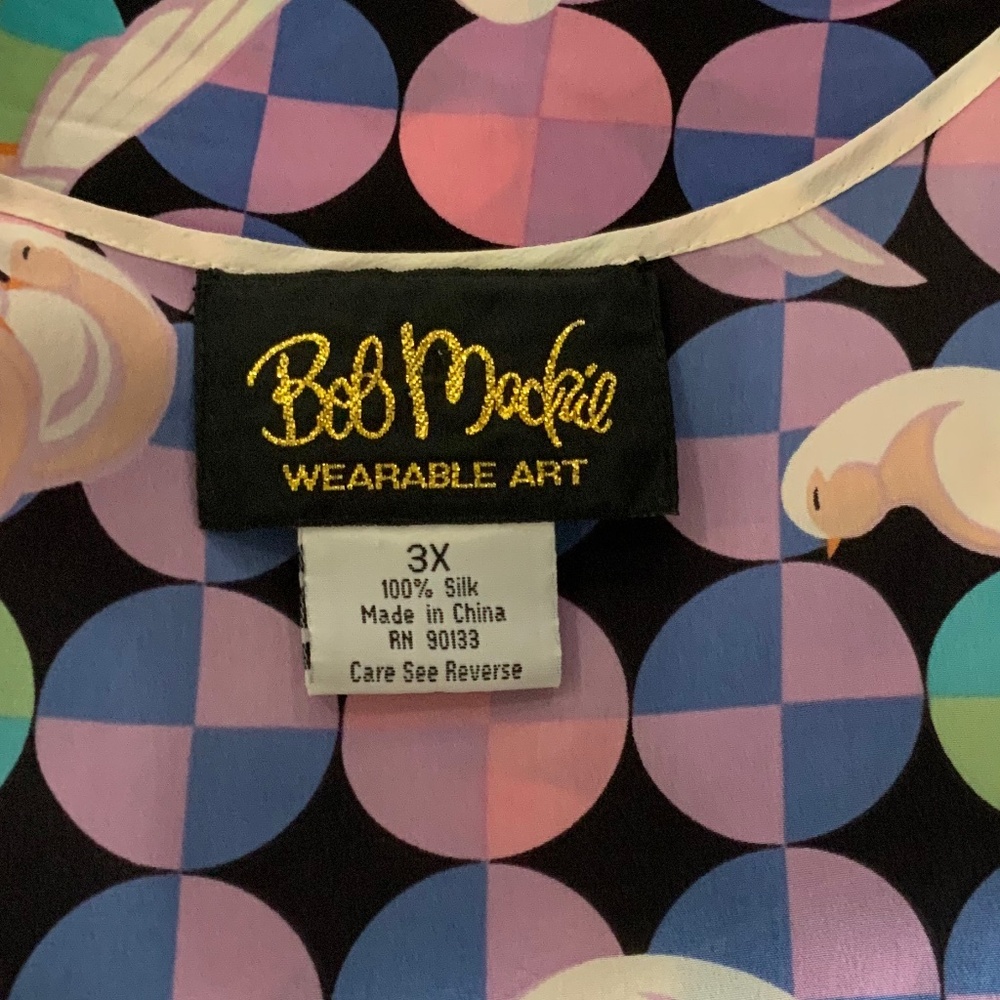 Bob Mackie Black and Blue Blouse with Multicolor Accents - Picture 11 of 12